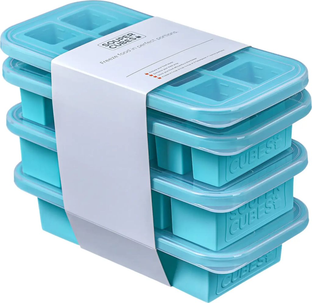 Souper Cubes 4pk Ultimate Food Freezing Tray Set Aqua Blue