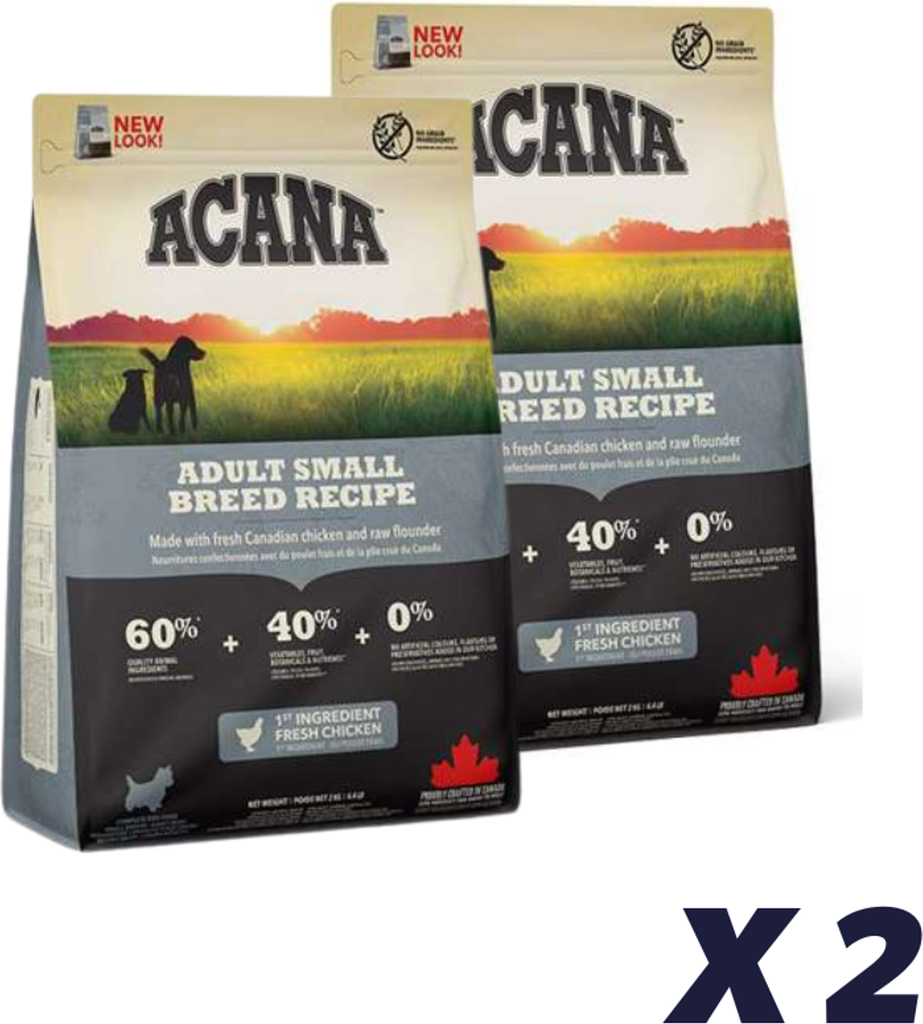 2 x acana adult small breed recipé 2 kg