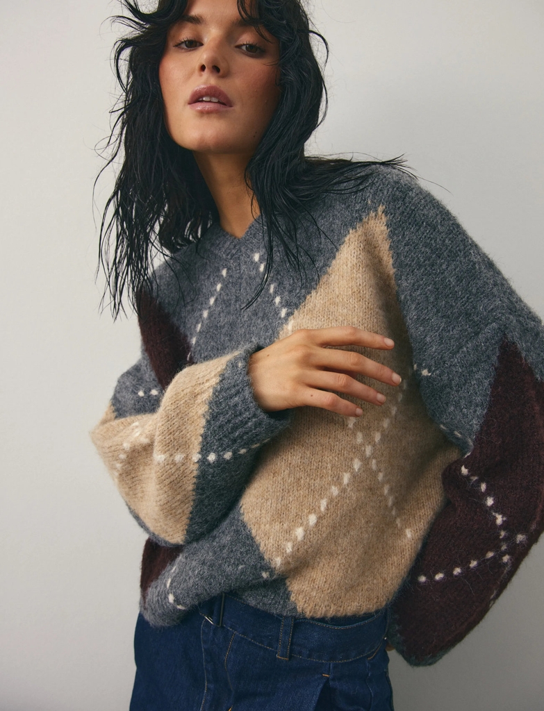 noella - lai knit - striktrøjer - medium grey mel. - 0