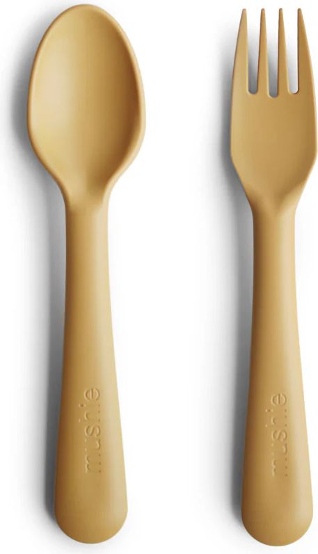 mushie - gaffel & ske - ivory - 15.5 cm (6 inches)