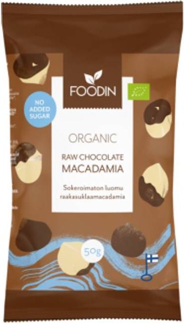 Foodin Macadamia Råchokolade Sukkerfri ØKO 50g