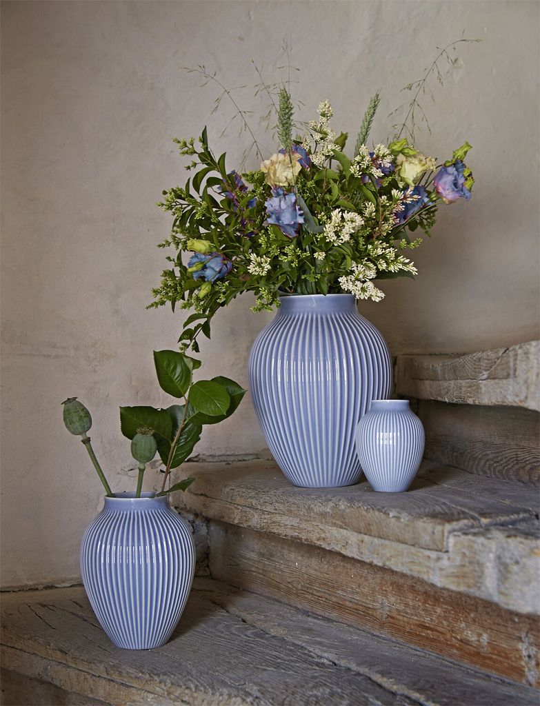 knabstrup keramik ripple vase lavendelblå h 27 cm