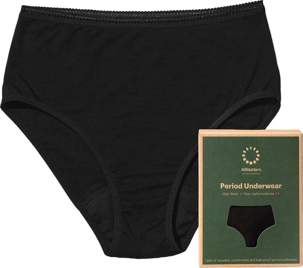 AllMatters High Waist Light/Moderate Period Panties - Black