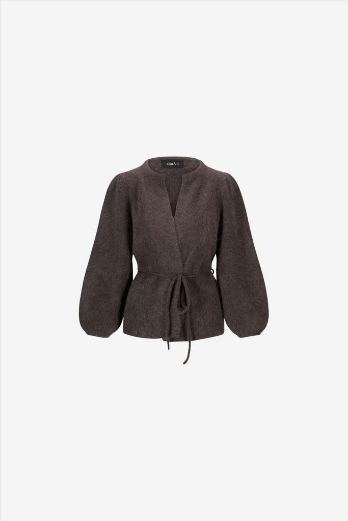fredrikke chunky cardigan dark brown