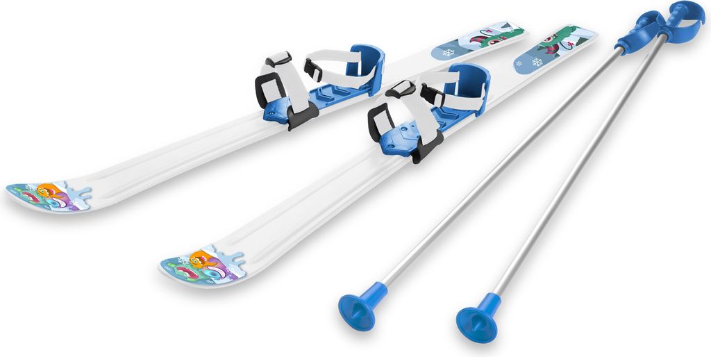 Skidor till Barn 90 cm med skidstavar, Vit/Blå