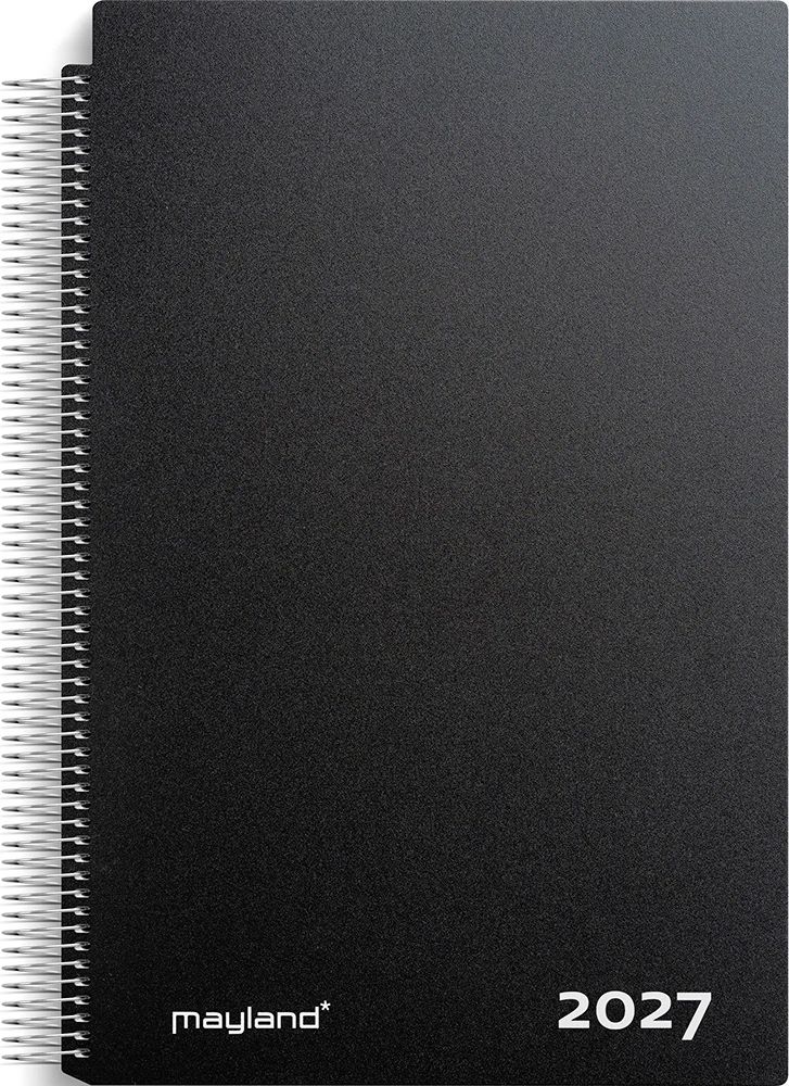 Aftalekalender A4 dag sort PP-plast 2027