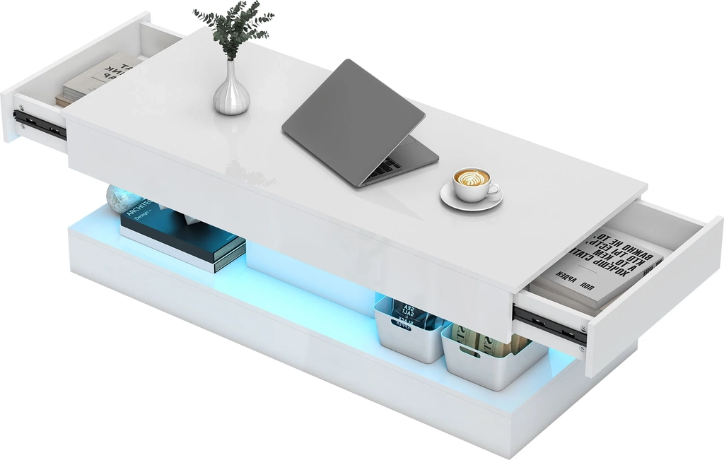 Moderne Stuebord Med Skuffer Og Led Lys Sofabord
