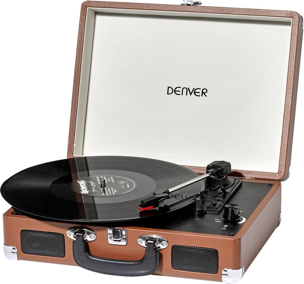 denver usb pladespiller i kuffert - brun