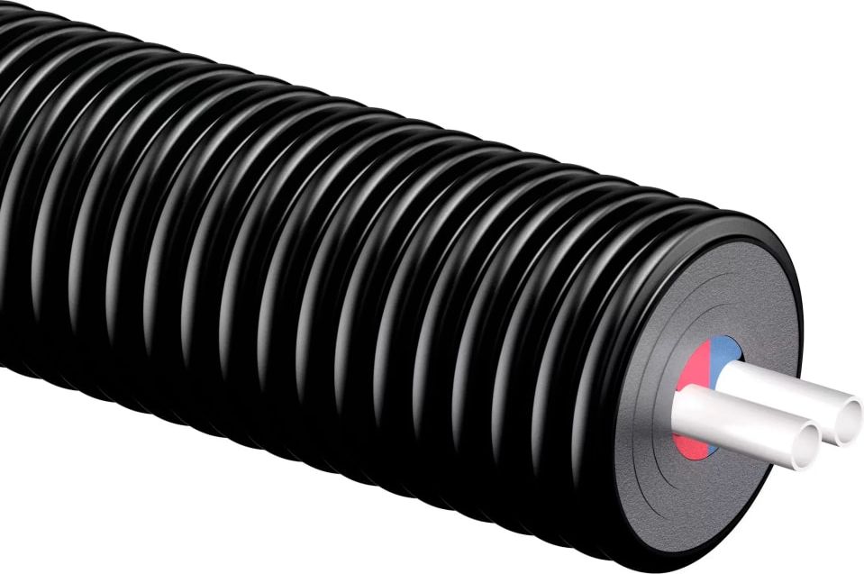 15 meter Uponor Ecoflex Thermo Twin præisoleret pex rør, 2x25 mm