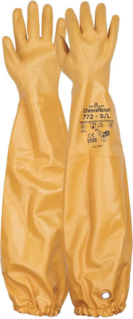 showa 772 arx kemikaliebeskyttelseshandsker 65 cm, gul