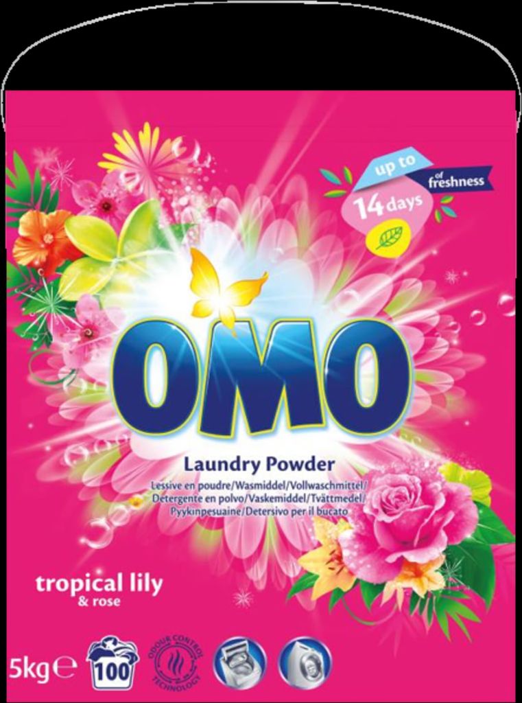 omo vaskepulver tropical lily & rose 5 kg