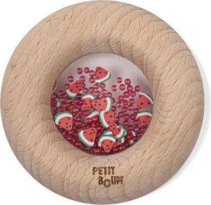 petit boum babylegetøj, sensorisk donut rangle - watermelons