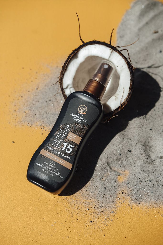instant bronzer spraygel travel size spf 15