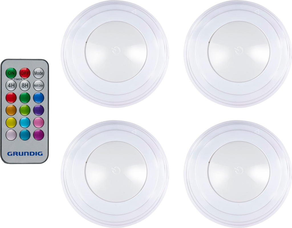 led spot i flere farver, remote, 4 stk.