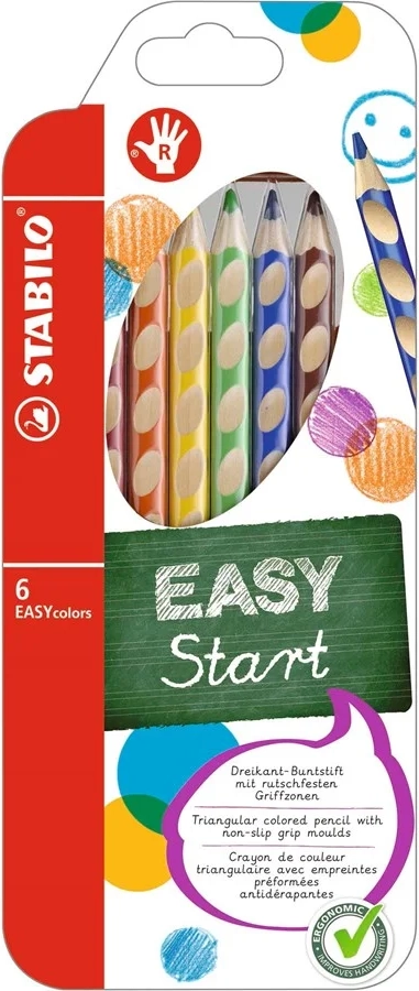 STABILO Farveblyanter EASYCOLOR R 6-STK ASS. For højrehåndede
