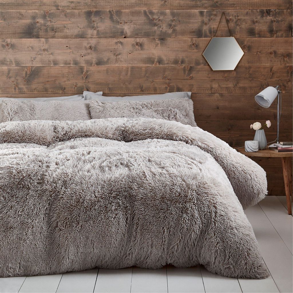 Catherine Lansfield Cuddly Deep Pile Dynebetræk Naturfarvet (260x220cm)