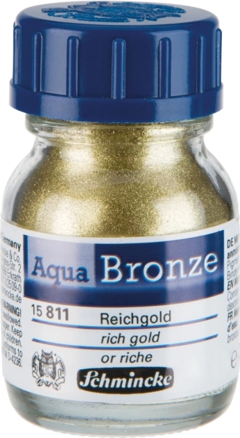 schmincke aqua bronze, vandopløseligt metallicpulver 20 ml, rich gold 15 811