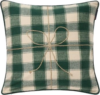 Lexington Wrapped Checked Organic Flannel Pillow Cover 50x50 cm Light Beige Pudebetræk Grøn