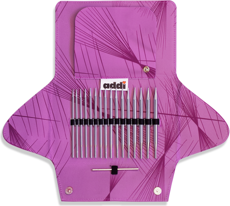 addiclick lace set med 13 cm ändstickor, 8 par 3,5-8 mm addi