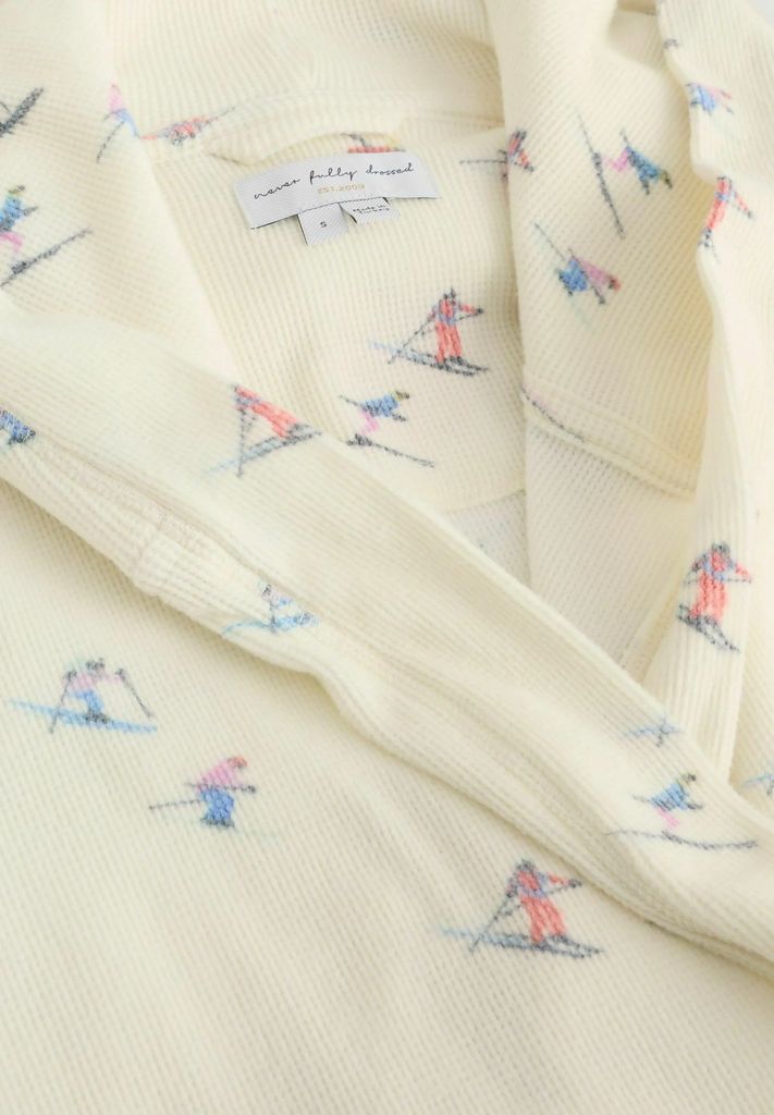 regular fit - waffle - badekåber - cream ski print