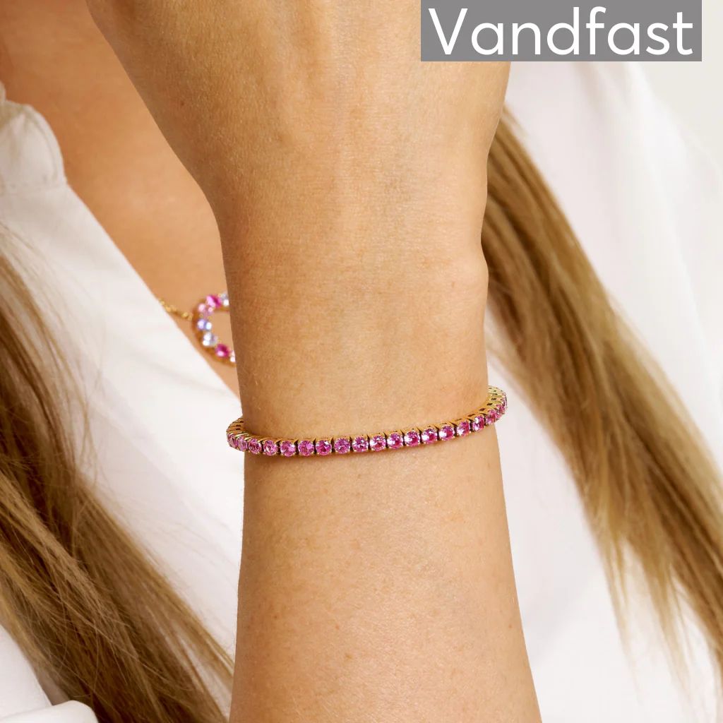 ANNEBRAUNER Tennis Petite Rose Armbånd Guldbelagt