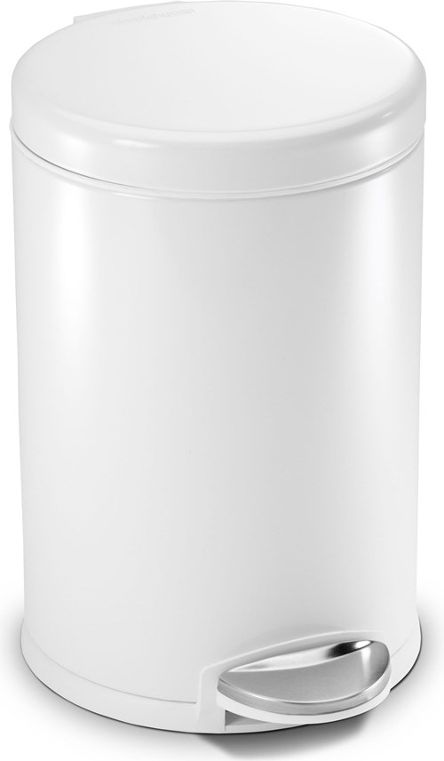 Simplehuman 4,5L rund pedalspand, hvid stål