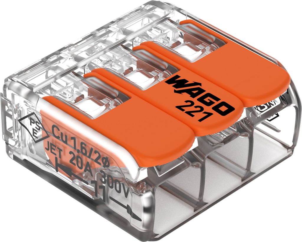 Wago samlemuffe 3 x 4 mm2 transparent