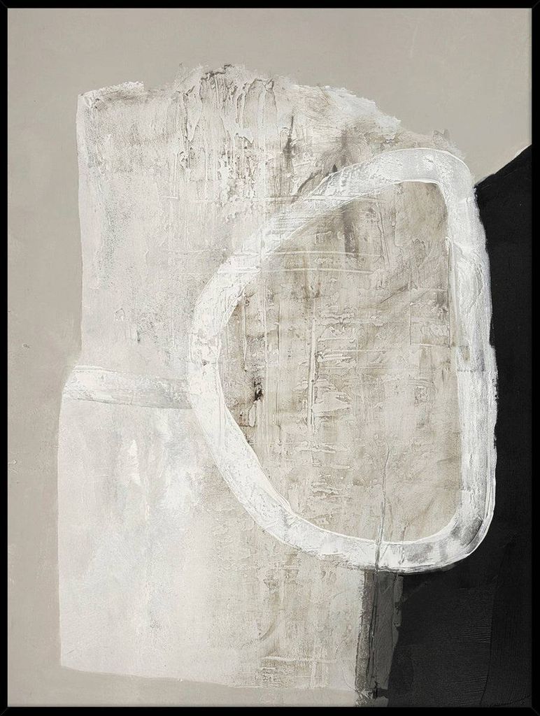 Malerifabrikken - Design Målning / White Stone / 90x120 Cm / Svart ram - Beige