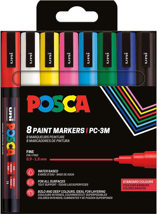 Marker Posca PC-3M 8 basfärger