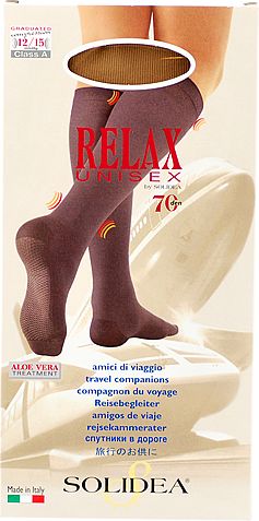 Solidea Relax Unisex knæstøttestrømpe  70 sort Str. M, 1 par