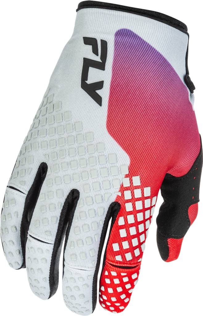 Fly Racing Crosshandsker Kinetic V26 - Grå/Rød/Lilla/Sort Børn, Junior