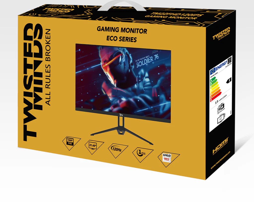 twisted minds eco series flat 22'' fhd, 120 hz