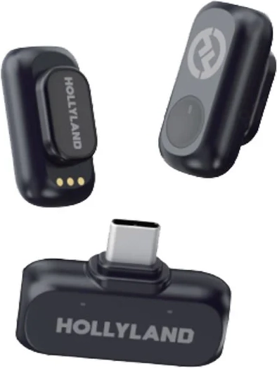 Hollyland LARK A1 Mini Duo Mikrofon - USB-C Modtager, 200m Rækkevidde - Grå
