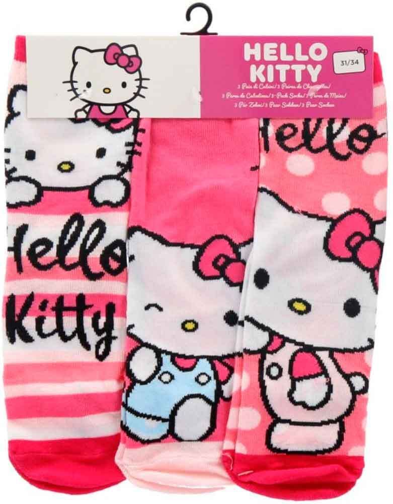 hello kitty strømper 3-pak lyserød str. 23-34