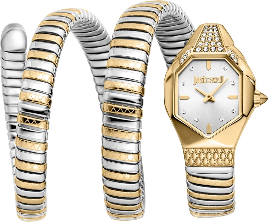 just cavalli dame ur rustfrit stål sølv guld sølv jc1l370m0055