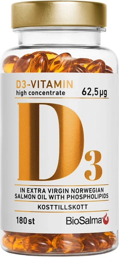 biosalma d3-vitamin high concentrate 62.5 ug 180 caps