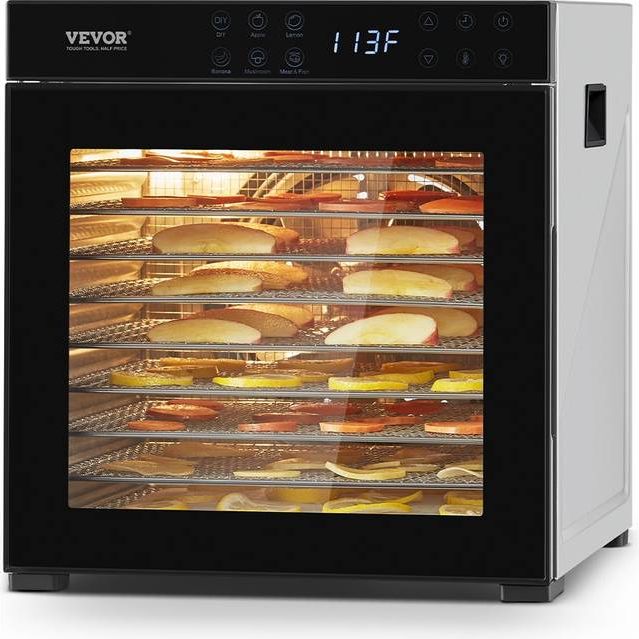 VEVOR Elektrisk Madtørrer 10 Bakker 1000W