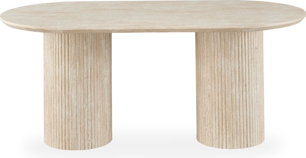 uppveda ovalt spisebord 180x90 cm travertin utseende