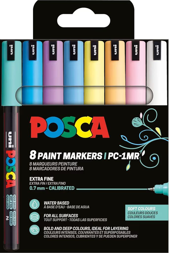 POSCA Marker sæt Soft Colors PC-1MR 8 ass.