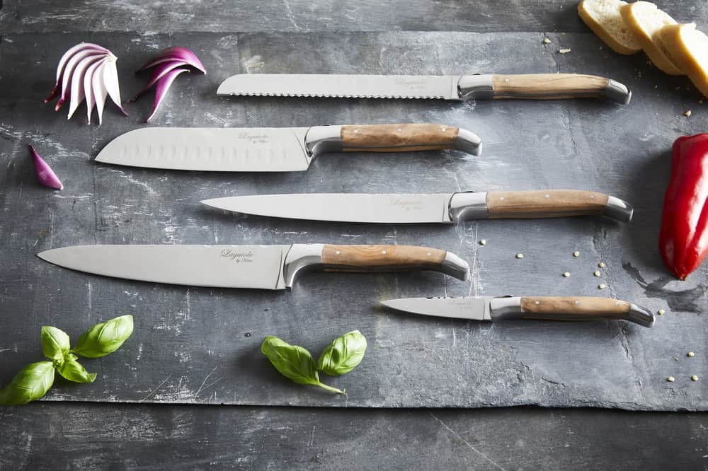knivset 5 delar olivträ