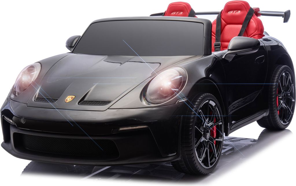 porsche spyder 911 gt3 24v 2 personers med gummihjul og lædersæde