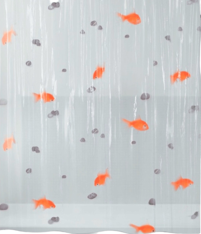 Spirella Goldfish badeforhæng, 180x200 cm, klar/orange