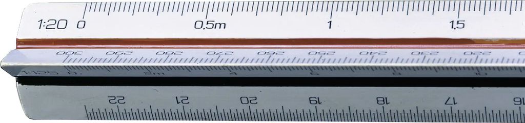 målestok - linex trekantet 311 - 30 cm - 6 skalaer