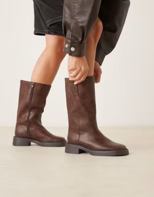 ASOS DESIGN Colby Pull-On Knæstøvler Trucker Stil - Brune