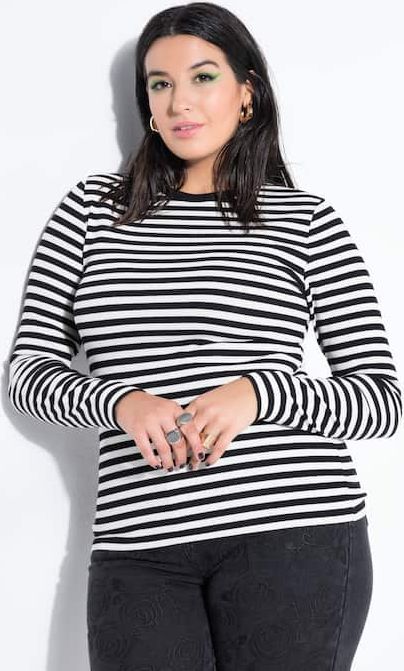t-shirt, slim fit, stribet jersey, langærmet