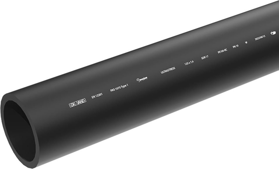 6 meter evopipes 40 mm pe100rc pn10 sdr17 rør, sort, 6 m, en 12201