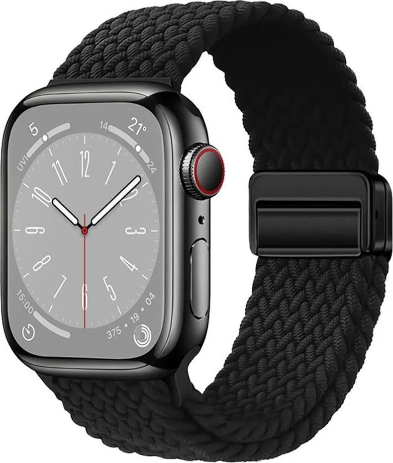 apple watch (42/44/se/45/46/49mm) lippa nylon rem m. magnetlås - sort