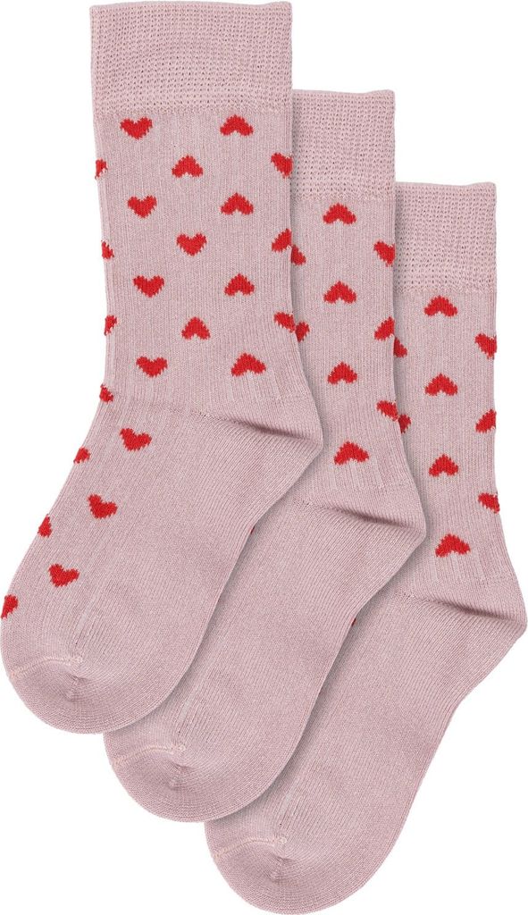 Minipop Strømper Bambus Heart 3-pak - Rose Heart / 35/38