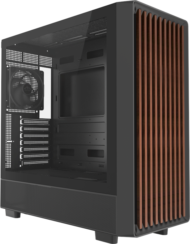 Dutzo C740 Airflow Wood Kabinet Miditower Sort