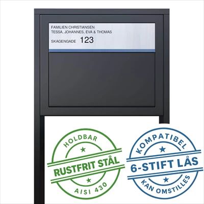 Bravios Sort Elegance Exclusive Postkasse Med 6 Stift Lås